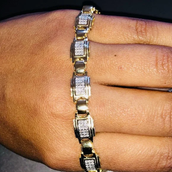 Wow! Beautiful men real diamond bracelet not c not fake huge sale best gift 1ctw